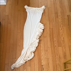 Elegant Cream Ruffle Gown